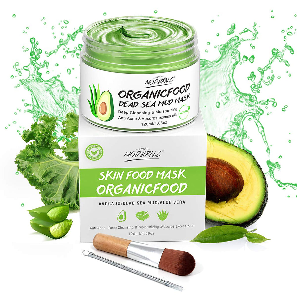 POP MODERN.C Clay Mask Avocado + Dead Sea Mud | Deep Cleansing, Hydration & Blackhead Removal (White)