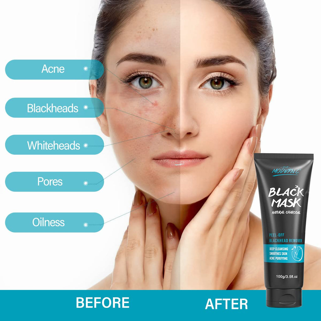 POP MODERN.C Blackhead Remover Mask Bamboo Charcoal Peel Off — 3-in-1 Pore Cleansing Kit