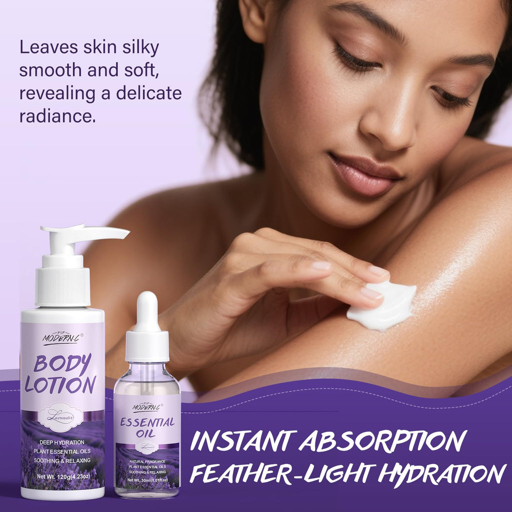 POP MODERN.C Lavender Bath Gift Set – 8-Piece Spa Kit for Women