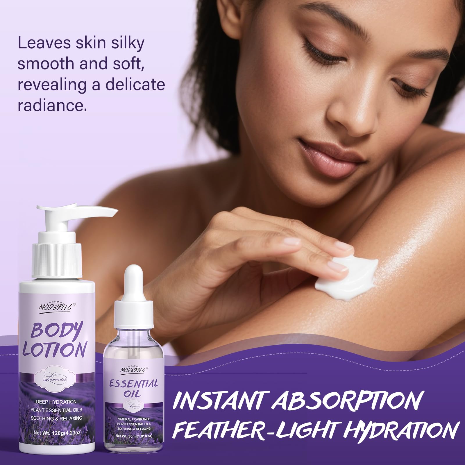 POP MODERN.C Lavender Bath Gift Set – 8-Piece Spa Kit for Women