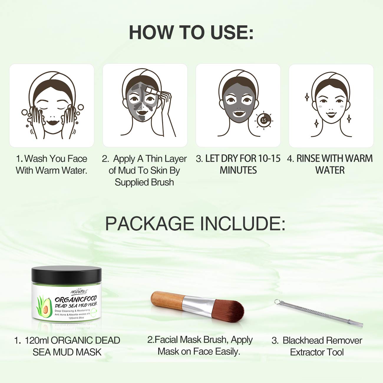 POP MODERN.C Clay Mask Avocado + Dead Sea Mud | Deep Cleansing, Hydration & Blackhead Removal (White)