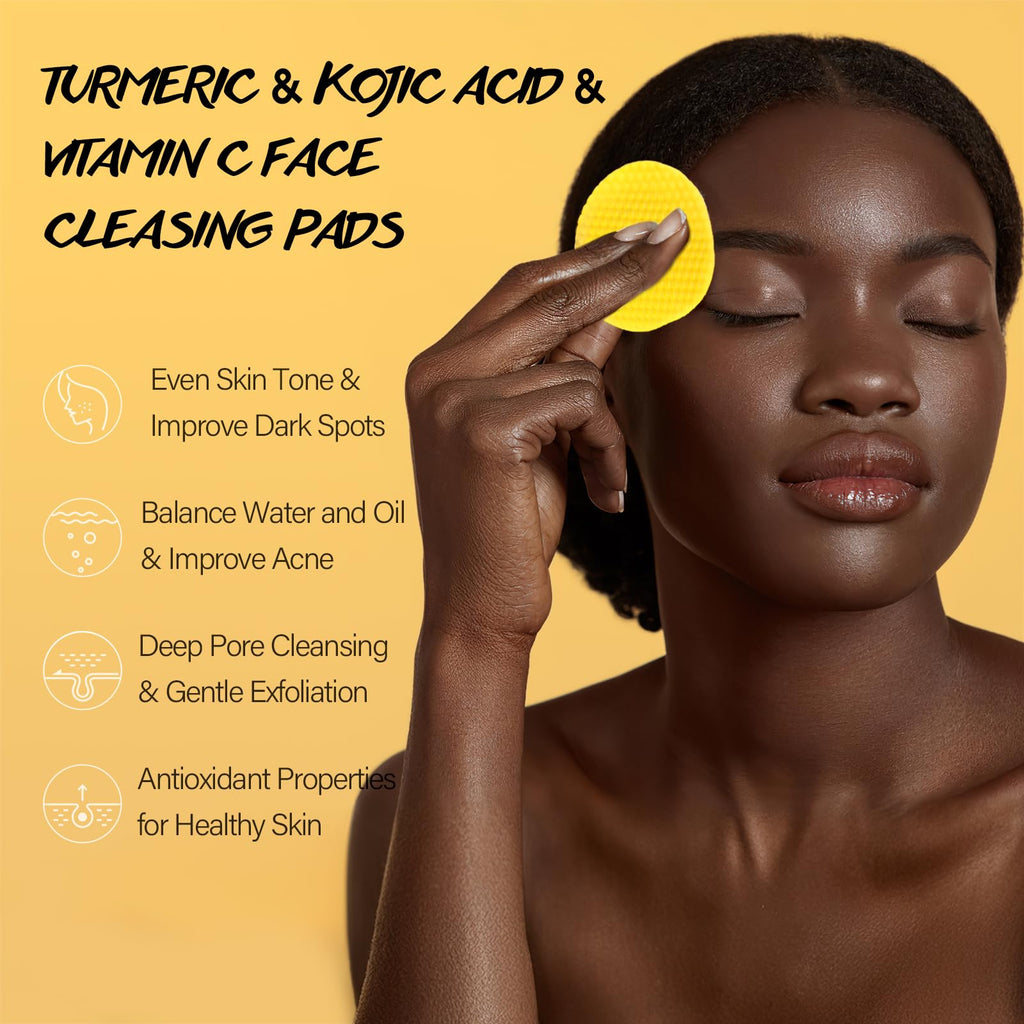 POP MODERN.C Turmeric Kojic Acid Cleansing Pads — 60 Pcs for Even Skin Tone, Vitamin C Exfoliating Pads