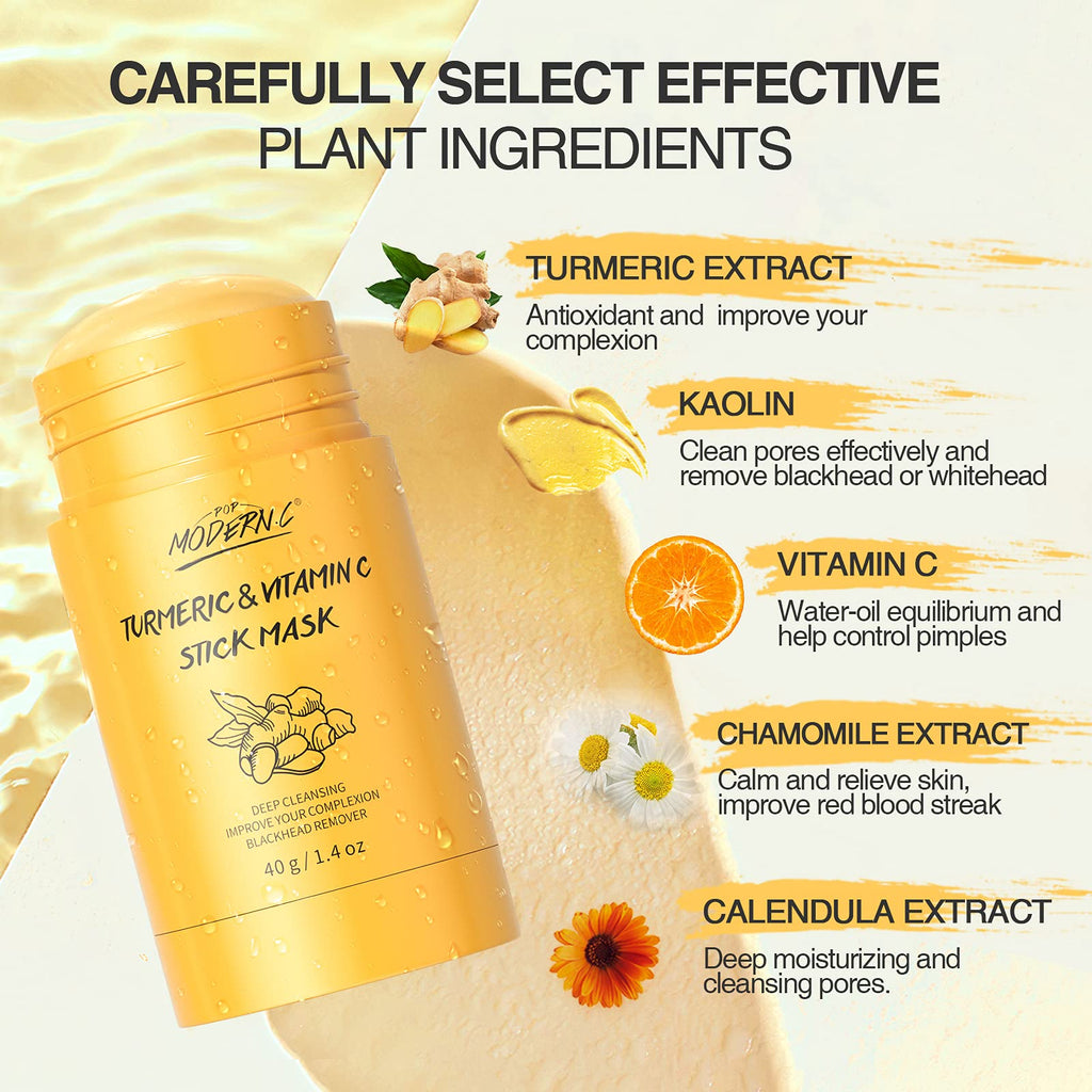 POP MODERN.C Turmeric Clay Stick Mask – Deep Pore Cleansing & Gentle Blackhead Care