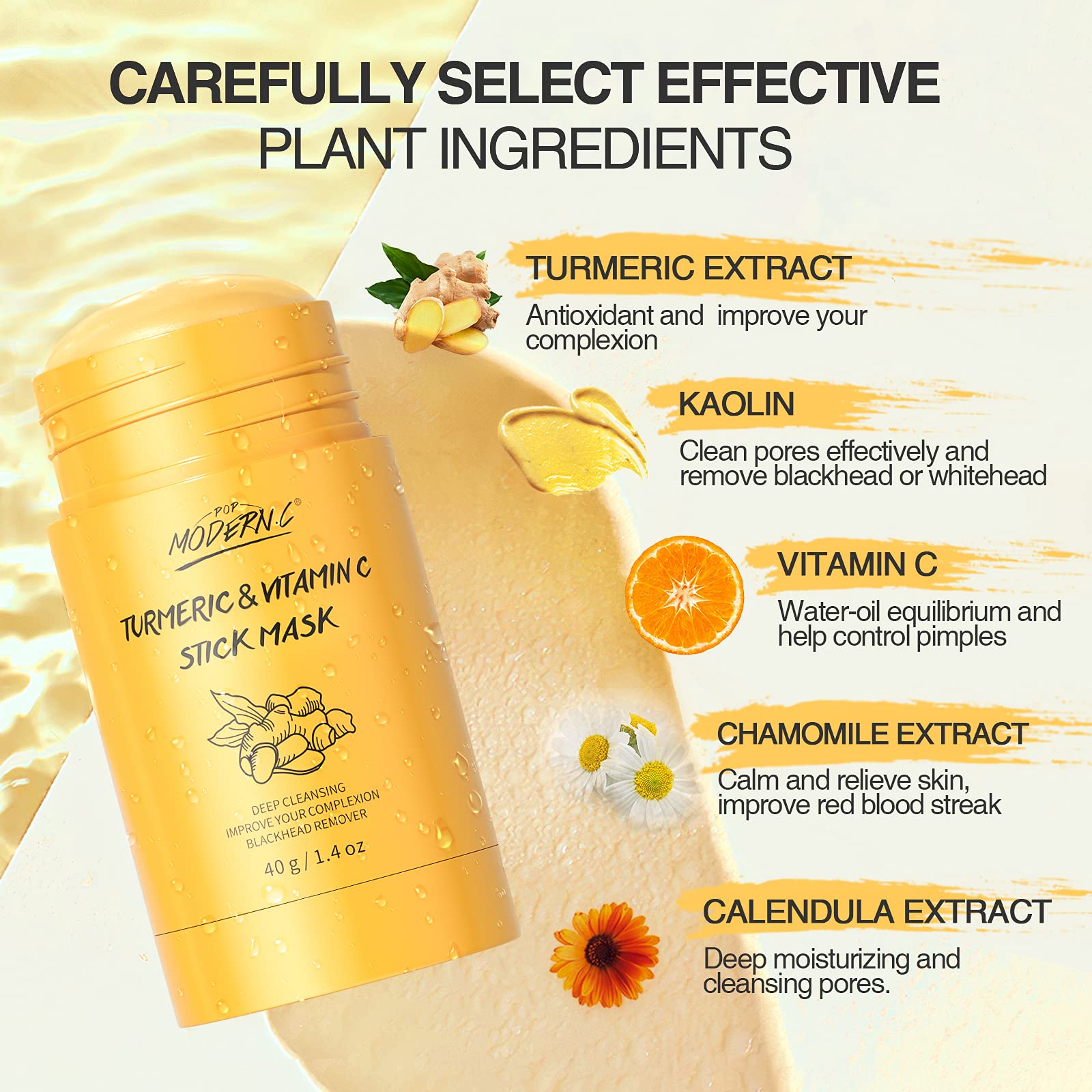 POP MODERN.C Turmeric Clay Stick Mask – Deep Pore Cleansing & Gentle Blackhead Care