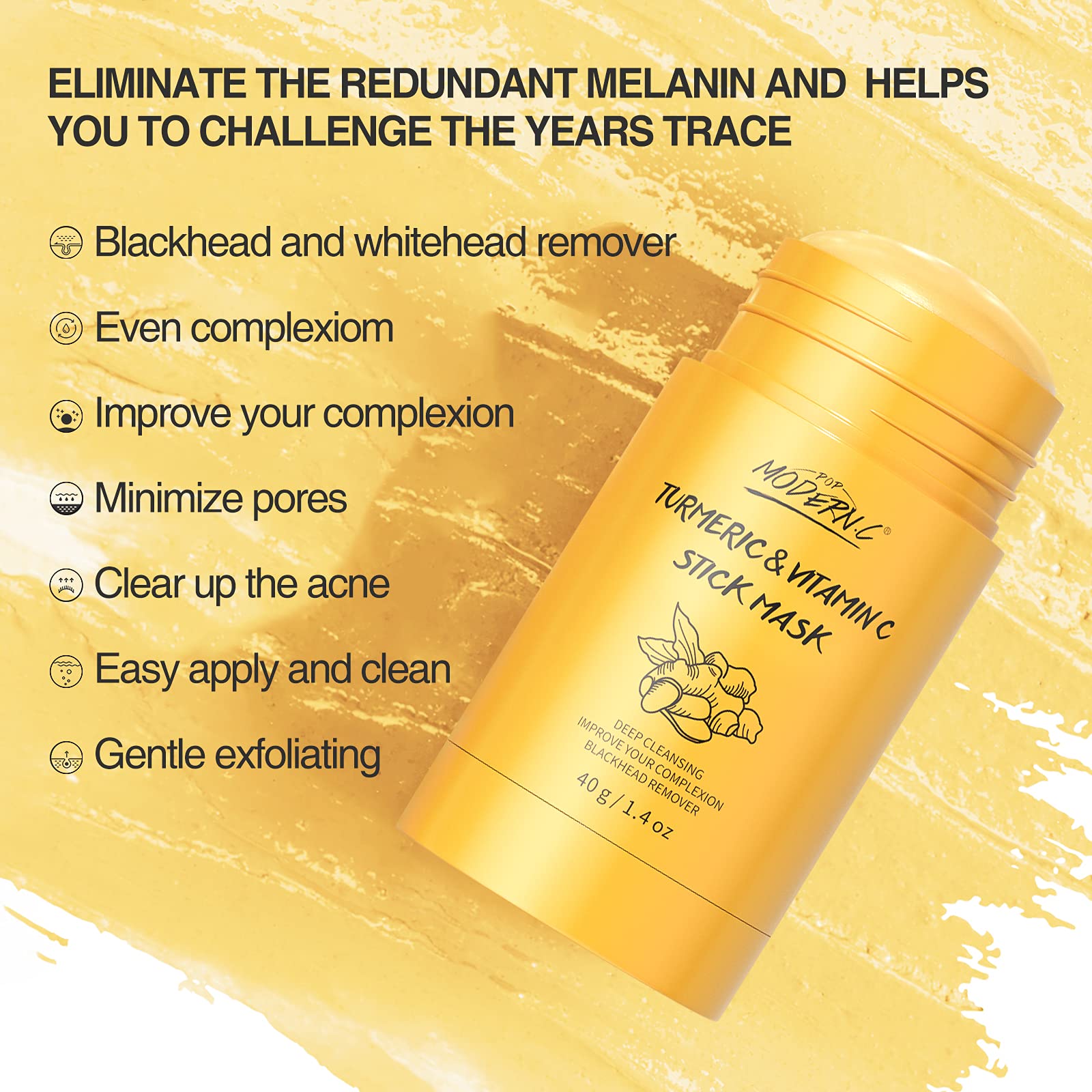 POP MODERN.C Turmeric Clay Stick Mask – Deep Pore Cleansing & Gentle Blackhead Care
