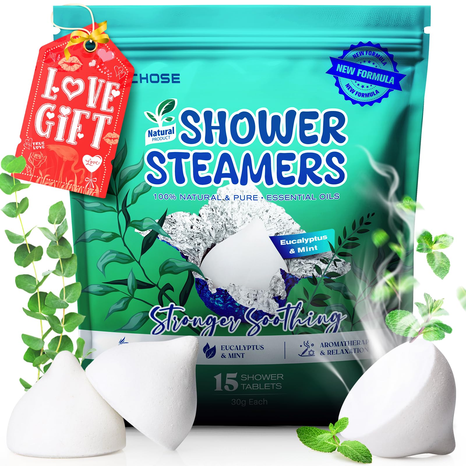 POPCHOSE Shower Steamers Aromatherapy – Eucalyptus Mint, Gift for Women & Men, Home Spa & Self-Care