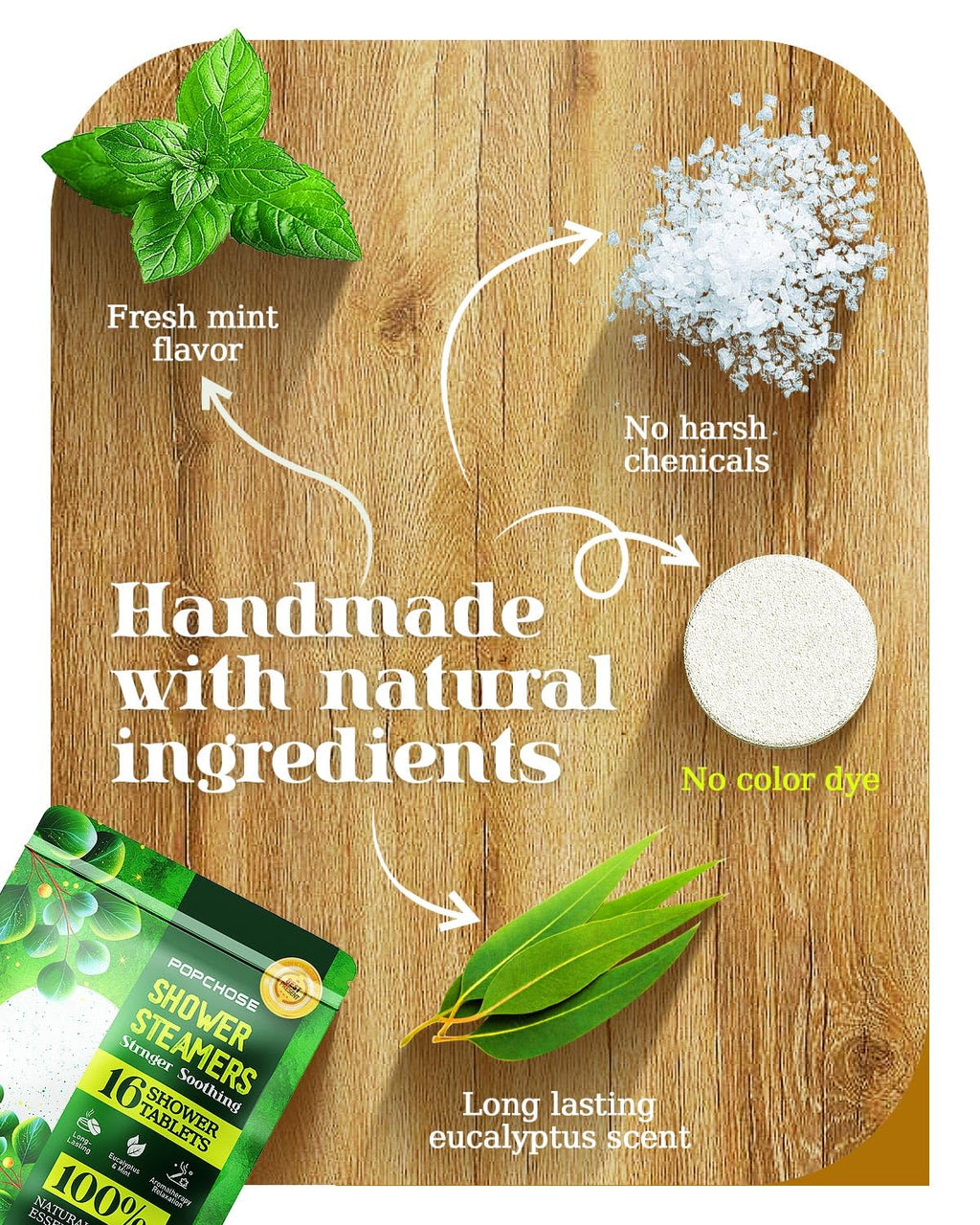 POPCHOSE Shower Steamers Aromatherapy 16 Pack – Eucalyptus, Home Spa & Self-Care