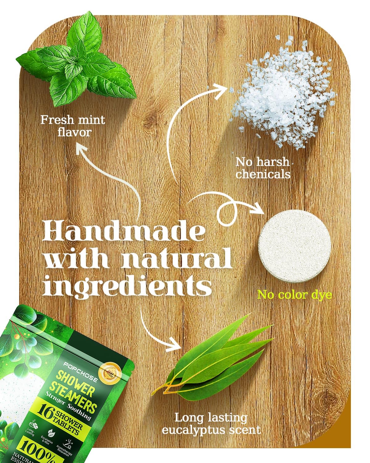 POPCHOSE Shower Steamers Aromatherapy 16 Pack – Eucalyptus, Home Spa & Self-Care