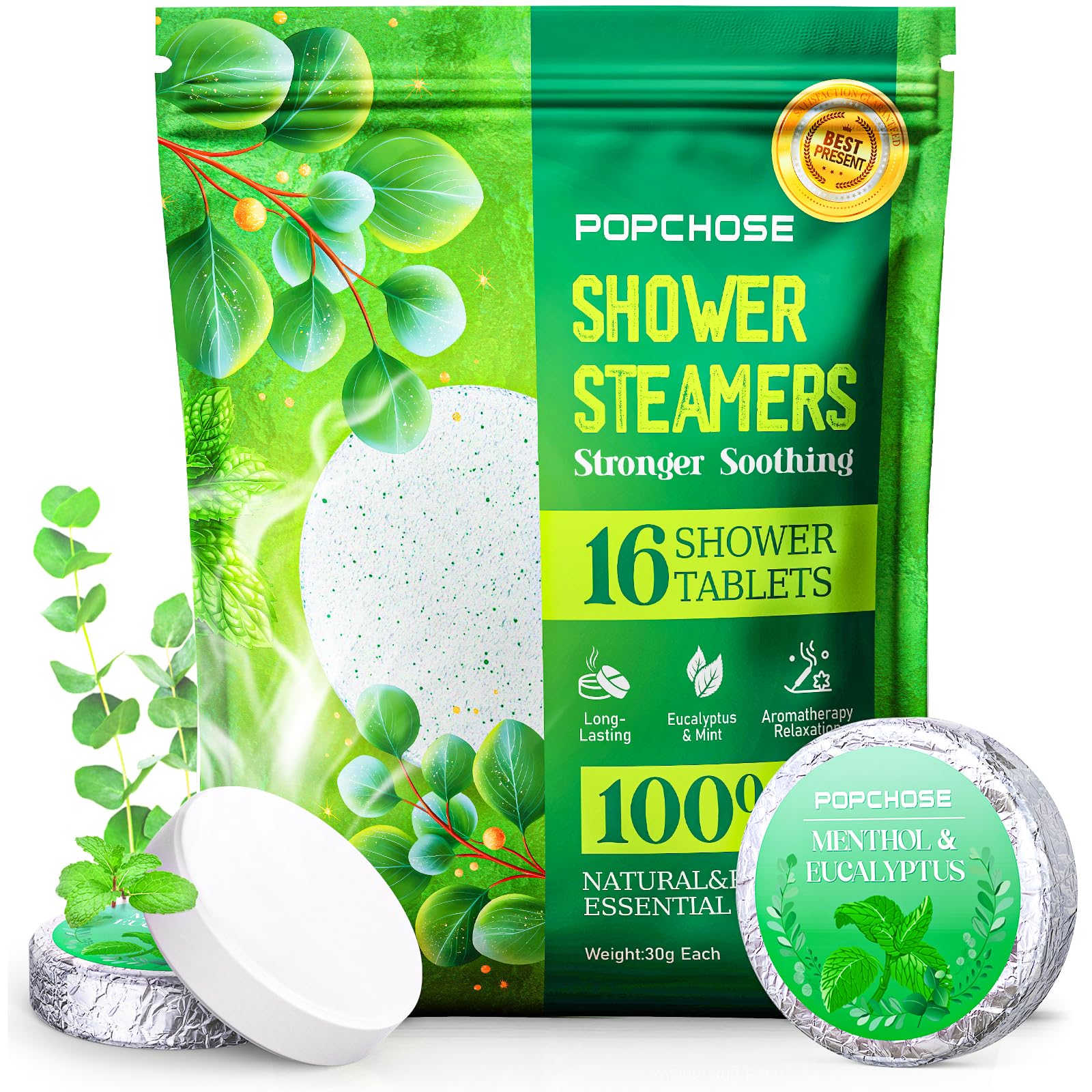 POPCHOSE Shower Steamers Aromatherapy 16 Pack – Eucalyptus, Home Spa & Self-Care