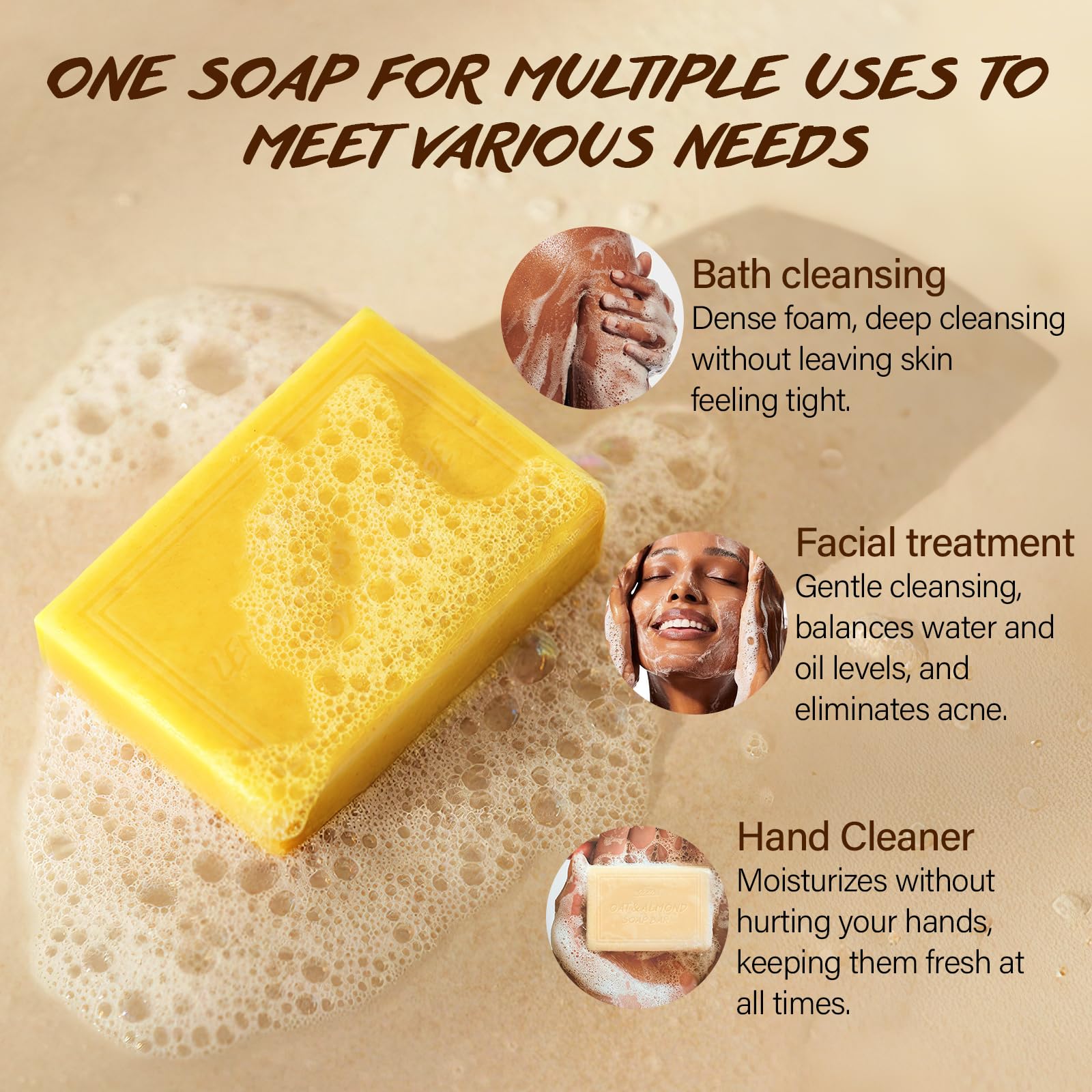 POP MODERN.C Natural Bar Soap Set – 6 Organic Plant-Extract Soaps (Tea Tree, Almond, Lemon, Lavender, Bamboo Charcoal, Mint)