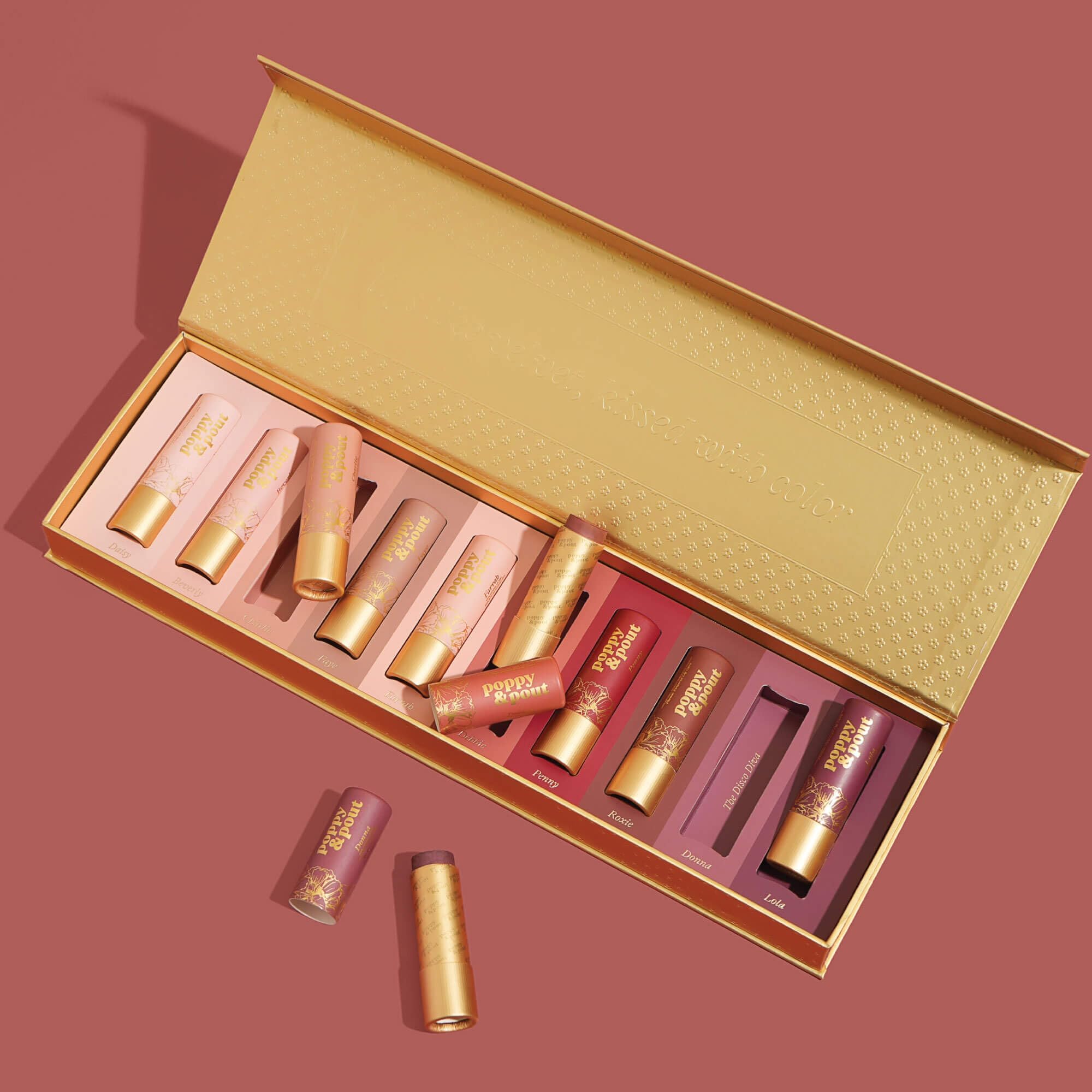 Poppy & Pout All Natural Lip Tints – 10pk Premium Gift Set | Cruelty Free