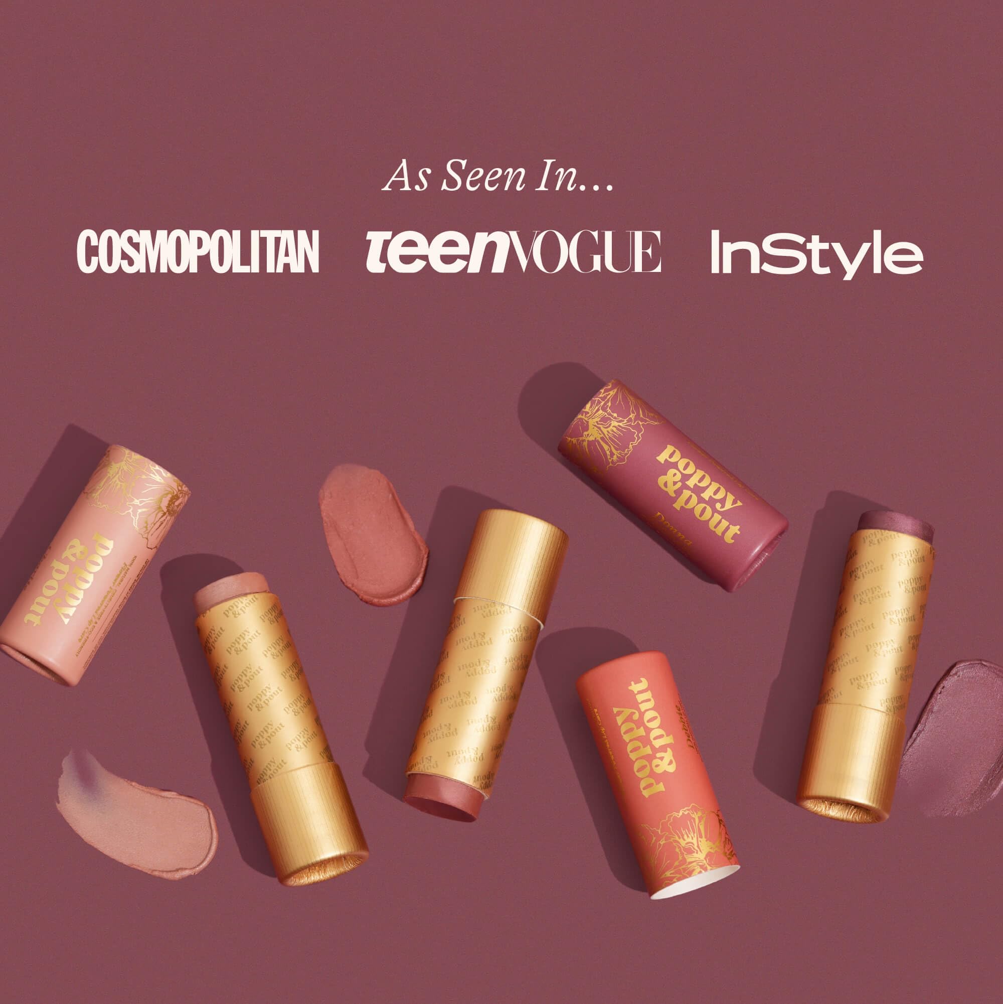 Poppy & Pout All Natural Lip Tints – 3-Pack Tried & True Trio (Daisy, Roxie, Donna)