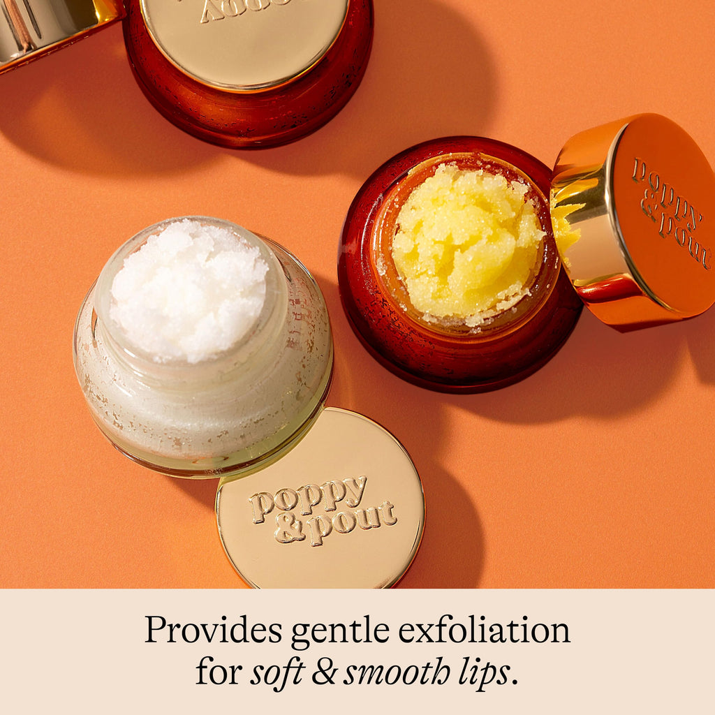 Poppy & Pout Natural Lip Scrub – Pink Grapefruit, Cruelty-Free, Recyclable Glass Jar
