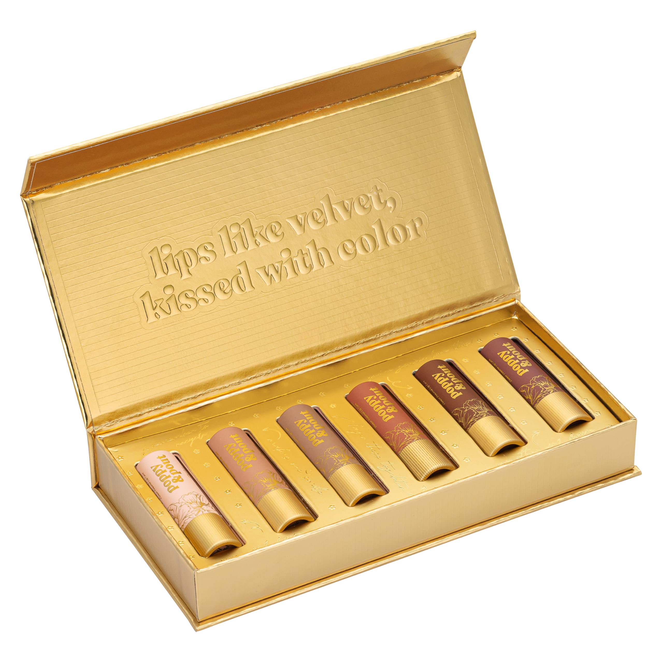 Poppy & Pout All Natural Lip Tints - 6pk Gift Set, Cruelty-Free & Handmade in USA