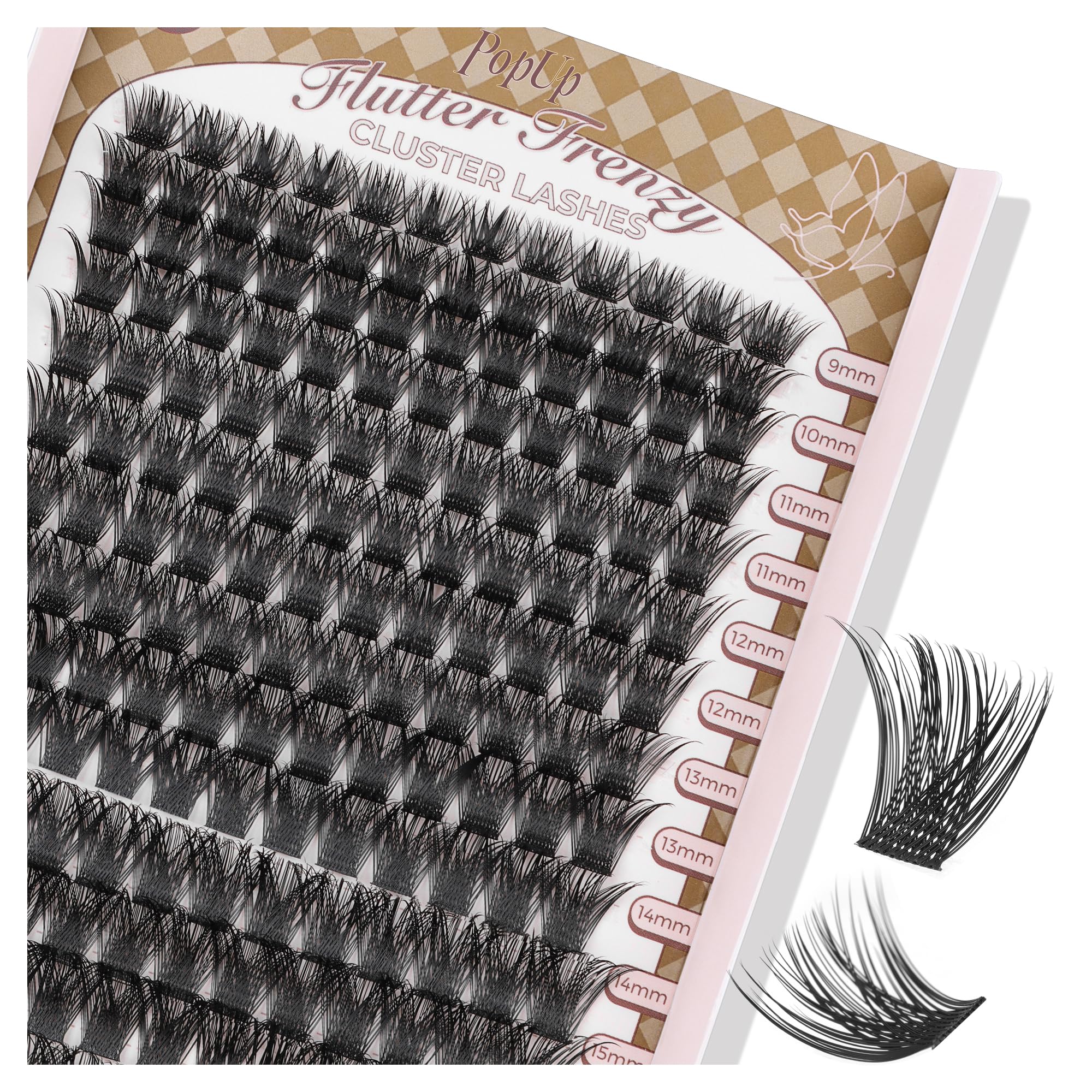 PopUp Cluster Lashes 168pcs Wispy Lashes – DIY D Curl Clusters 9-18mm Mix