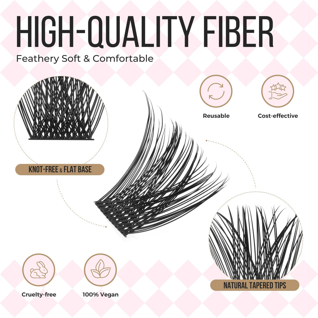PopUp Cluster Lashes 168pcs Wispy Lashes – DIY D Curl Clusters 9-18mm Mix