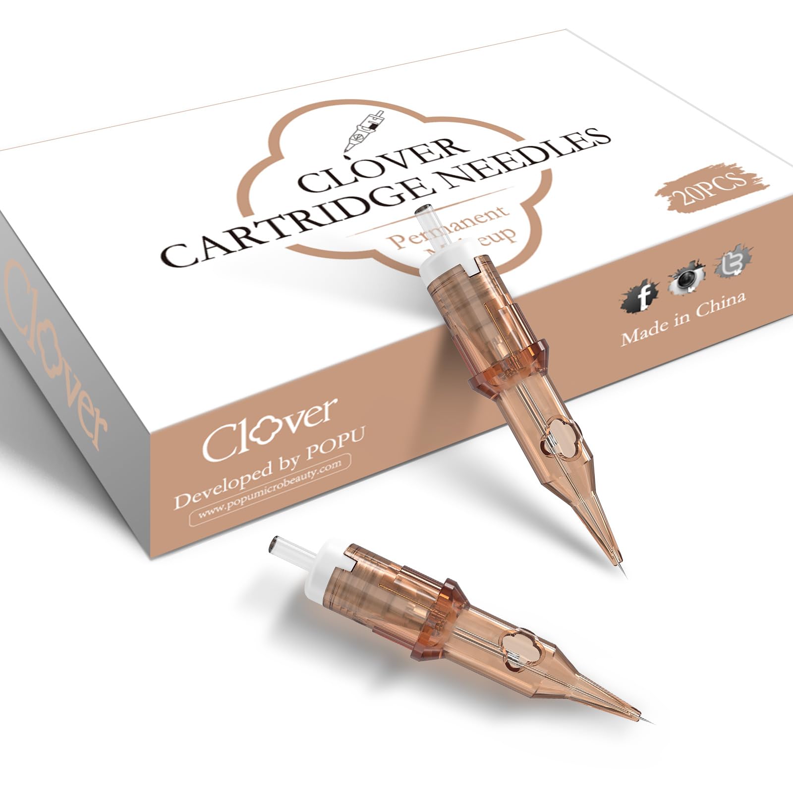 POPUPMU Clover 1RL 0.18mm Tattoo Cartridge Needles – 20Pcs (0601RL)