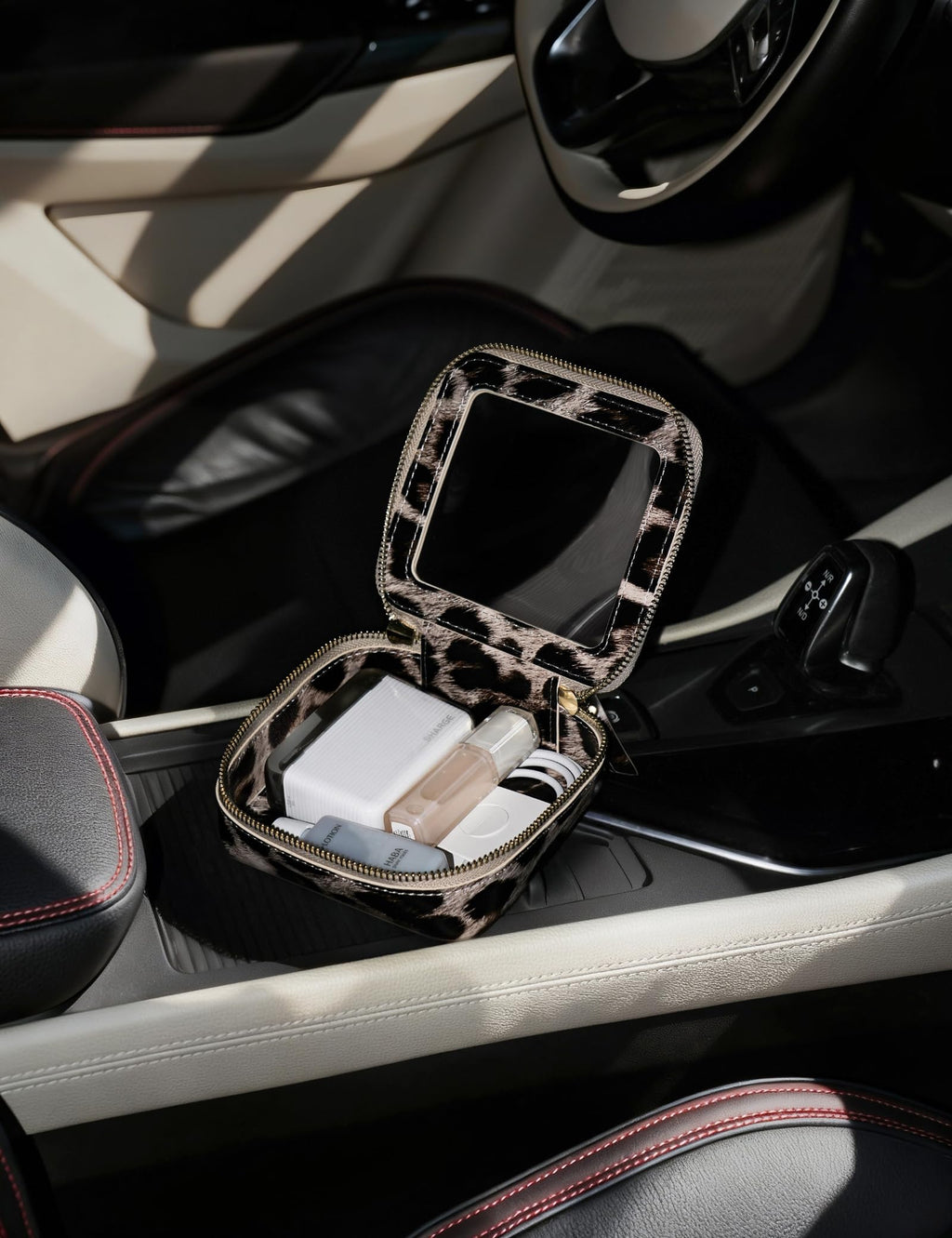 Popvibe Clear Leopard Makeup Bag – Compact Faux Leather Pouch for Purse, Travel & On-the-Go Essentials