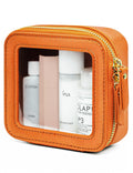 Popvibe Clear Makeup Bag with Zipper – Orange Mini Travel Case & Pouch Organizer
