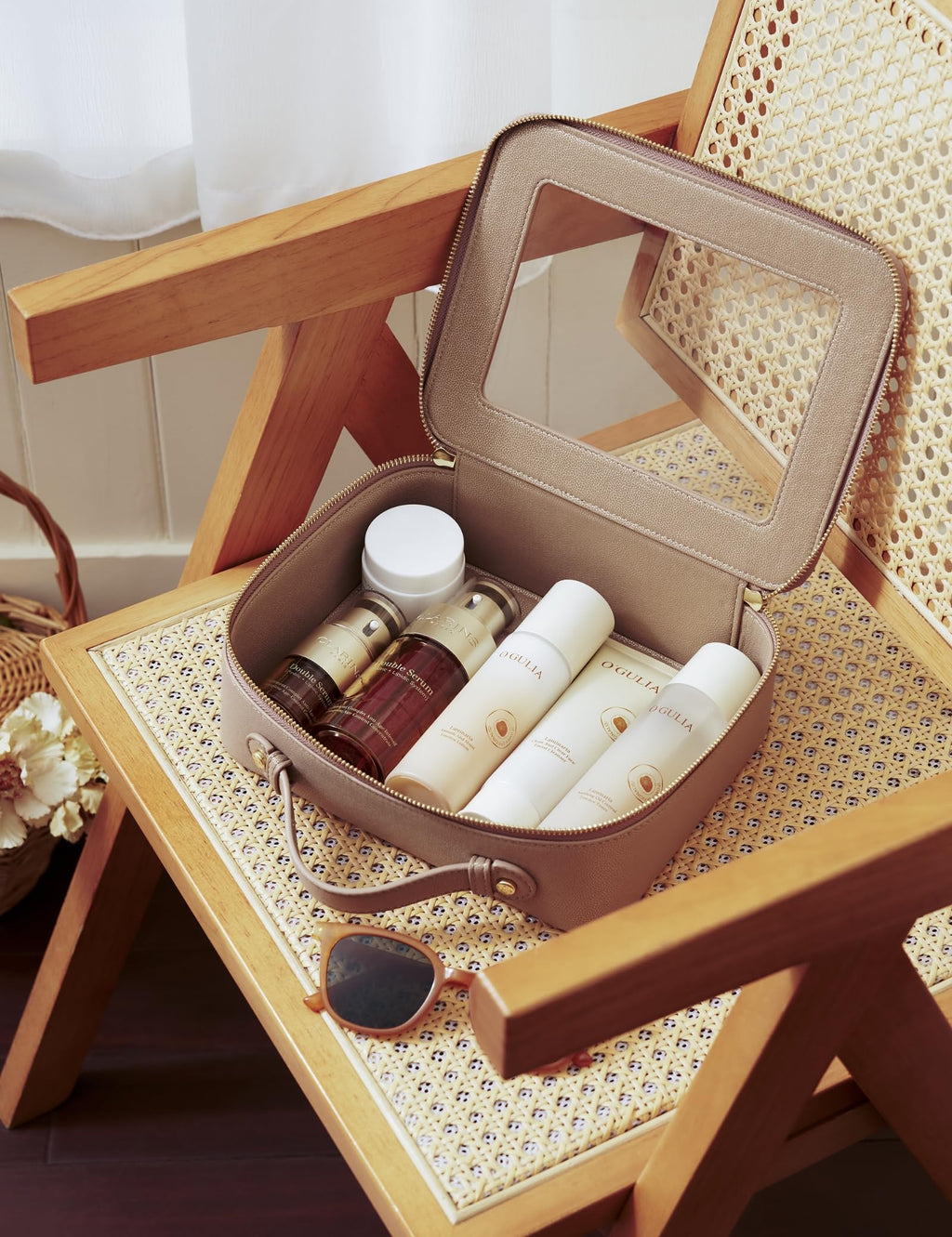 Popvibe Clear Makeup Bag – Transparent Travel Case with Gold Hardware, Large