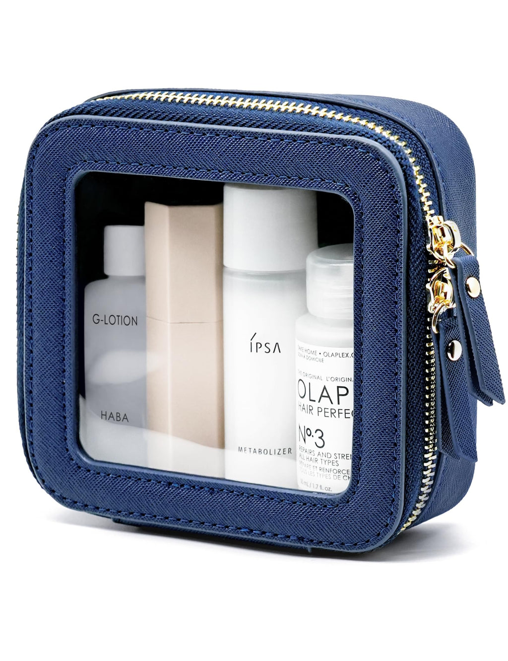 Popvibe Clear Makeup Bag with Zipper — Navy Blue Mini Pouch for Travel & Purse Organization