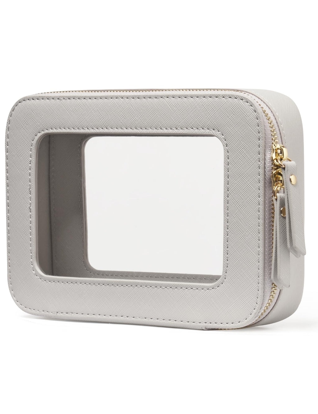 Popvibe Clear Makeup Case – TSA-Approved Transparent Cosmetic Bag, Beige Grey, Travel Medium