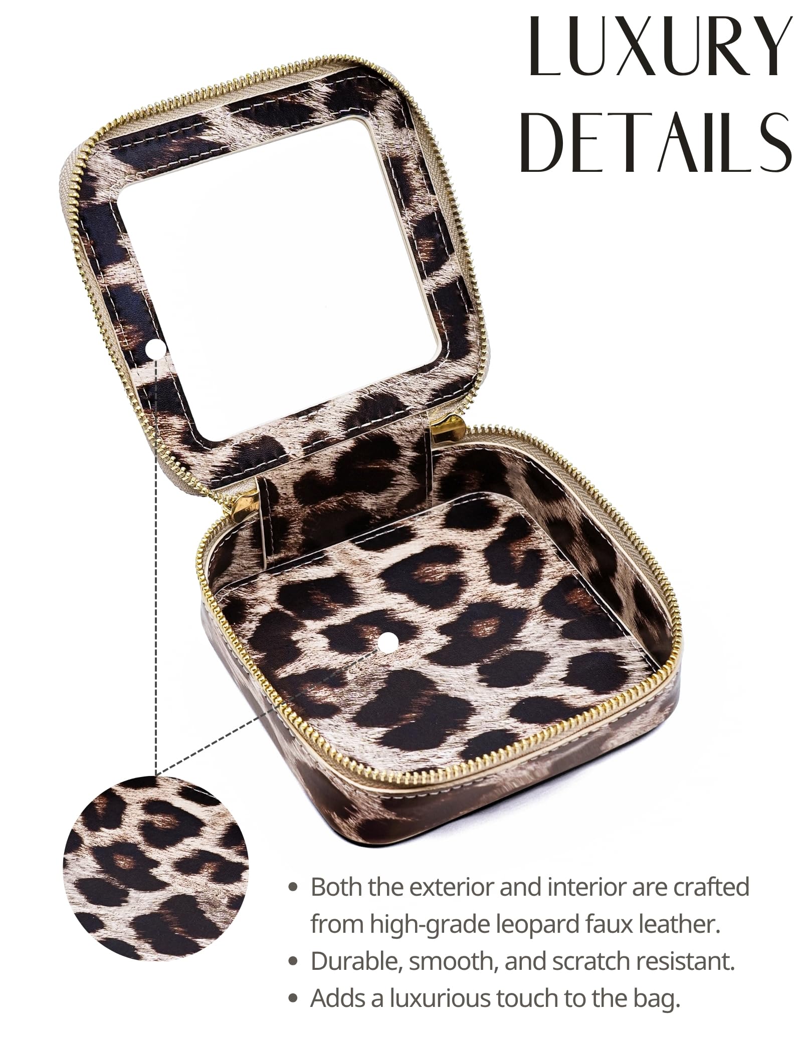Popvibe Clear Leopard Makeup Bag – Compact Faux Leather Pouch for Purse, Travel & On-the-Go Essentials