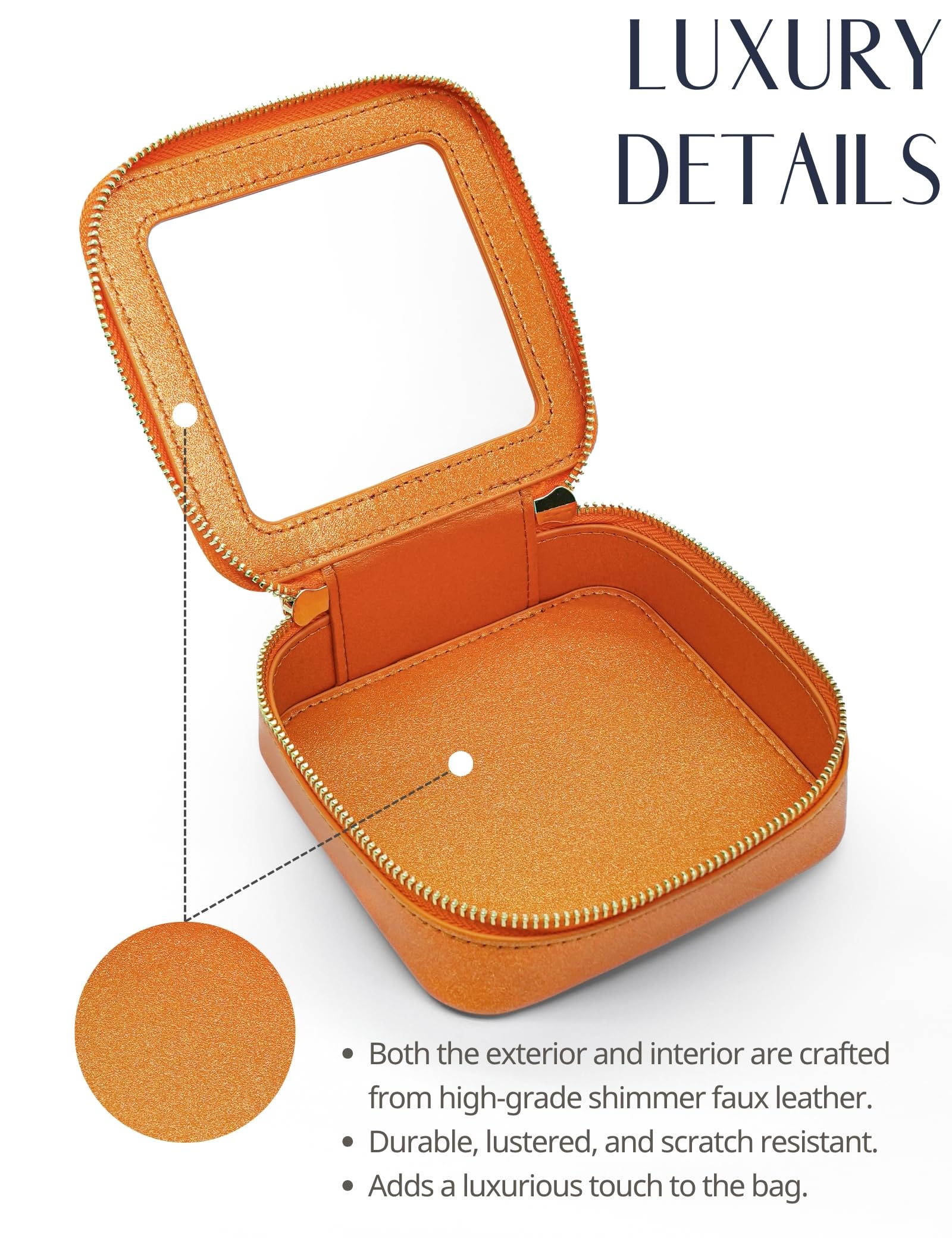 Popvibe Clear Makeup Bag with Zipper – Orange Mini Travel Case & Pouch Organizer