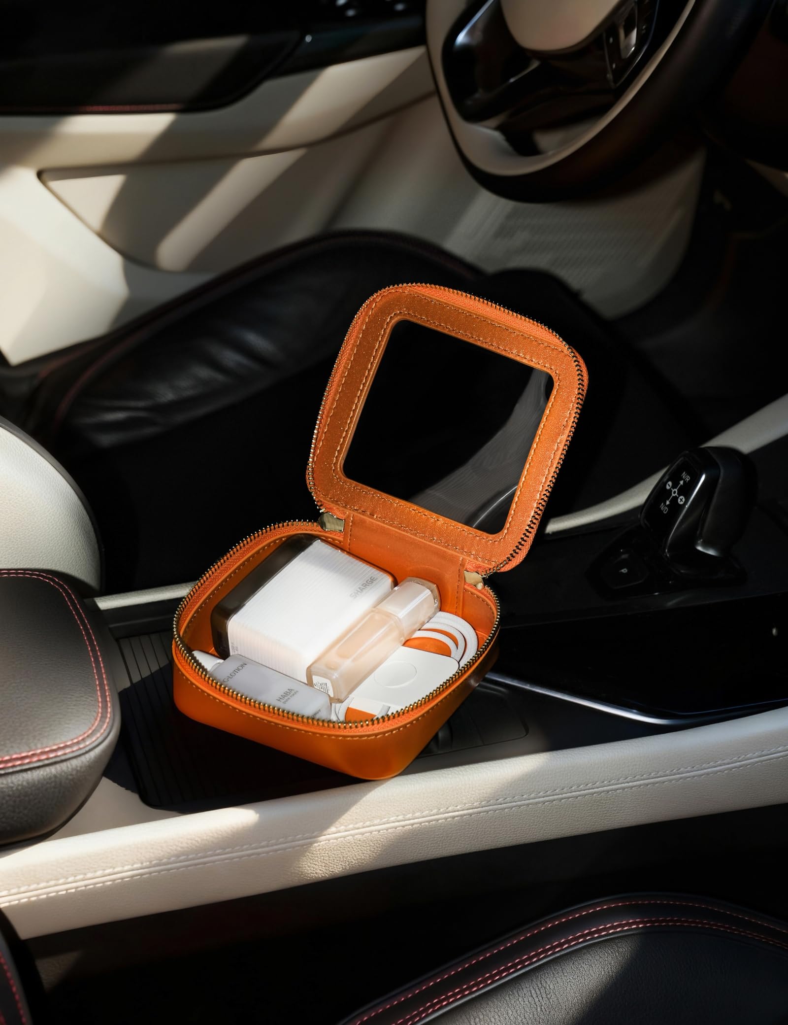 Popvibe Clear Makeup Bag with Zipper – Orange Mini Travel Case & Pouch Organizer