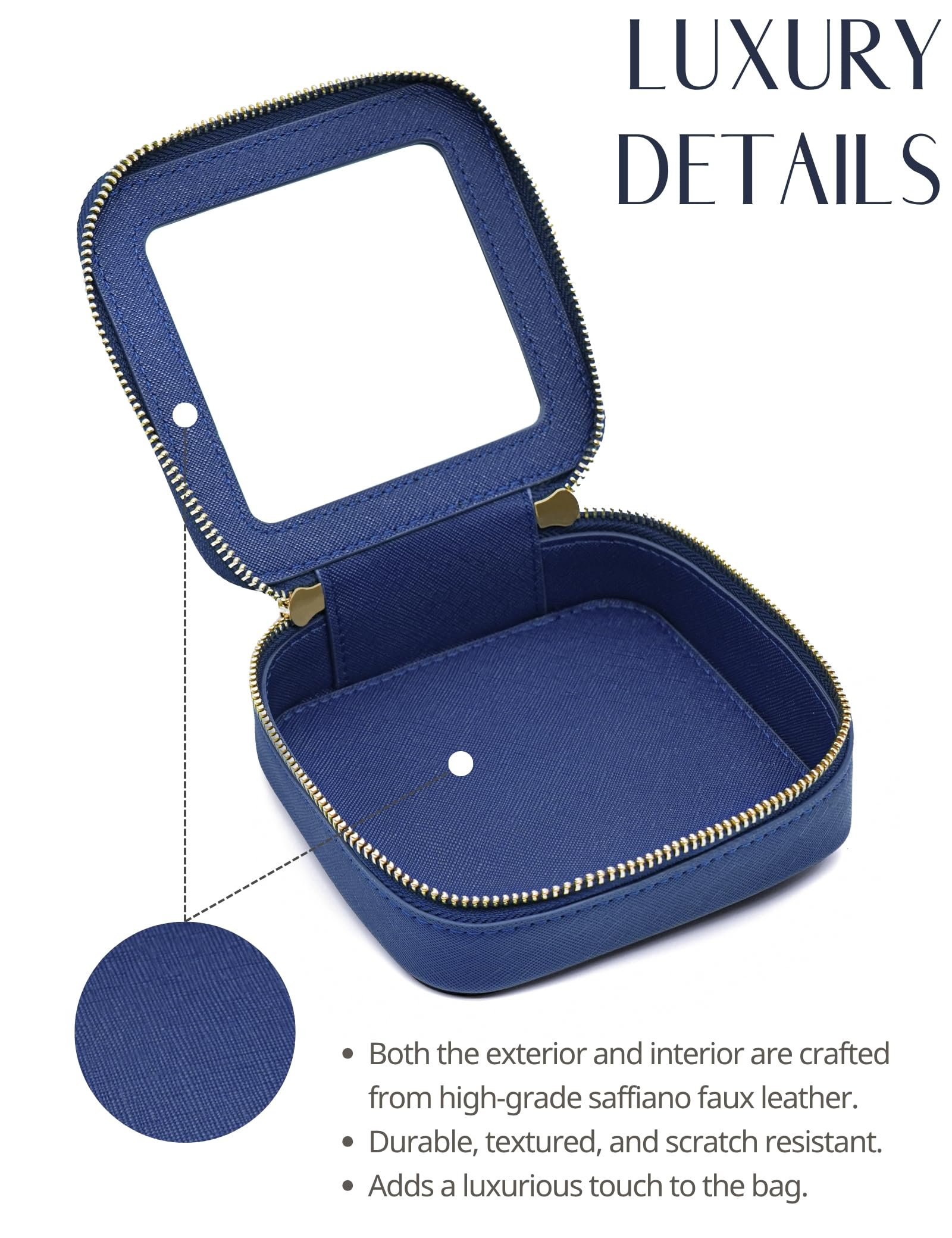 Popvibe Clear Makeup Bag with Zipper — Navy Blue Mini Pouch for Travel & Purse Organization
