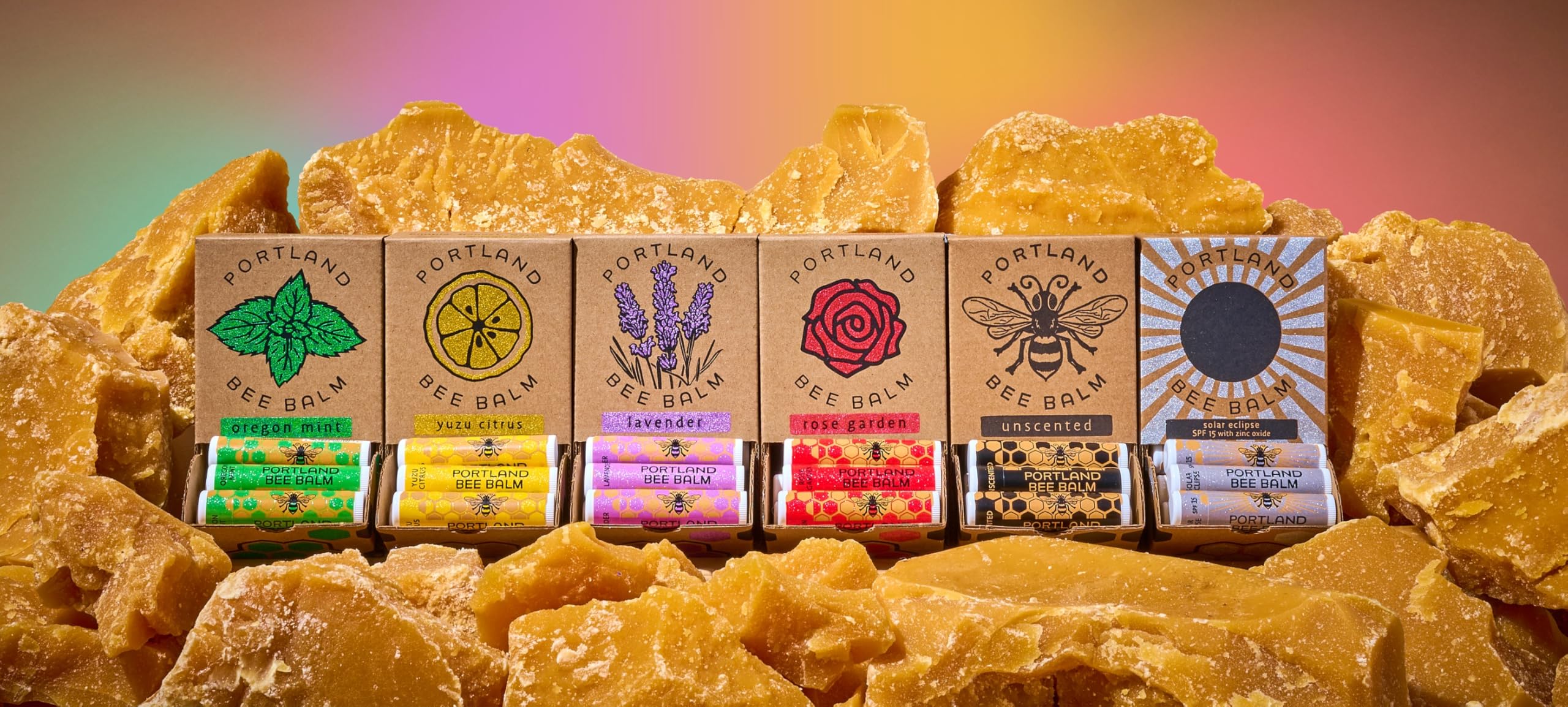 Portland Bee Balm All Natural Handmade Beeswax Based Lip Balm – Oregon Mint 24 Count