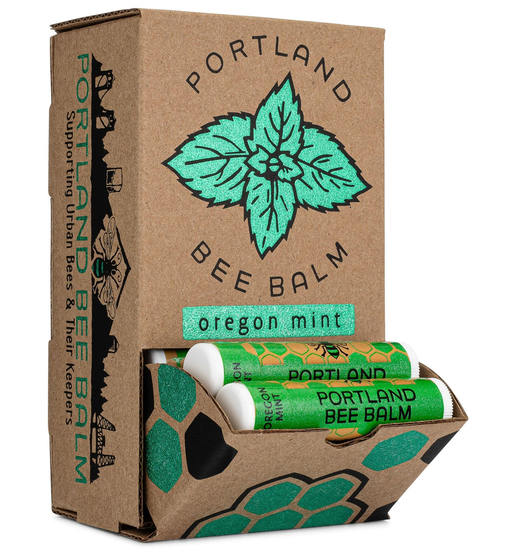 Portland Bee Balm All Natural Handmade Beeswax Based Lip Balm – Oregon Mint 24 Count