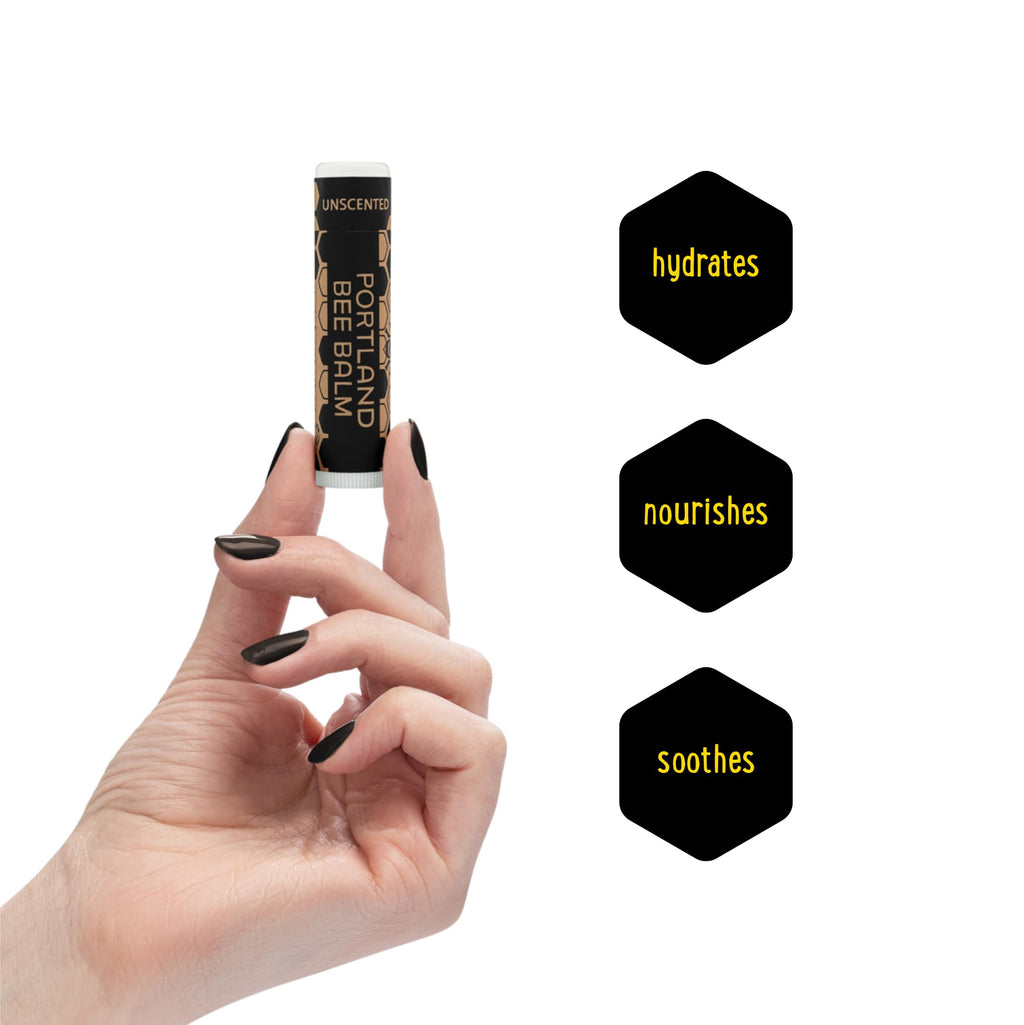 Portland Bee Balm All Natural Lip Balm Set – Unscented, Yuzu & Lavender (9 Count)