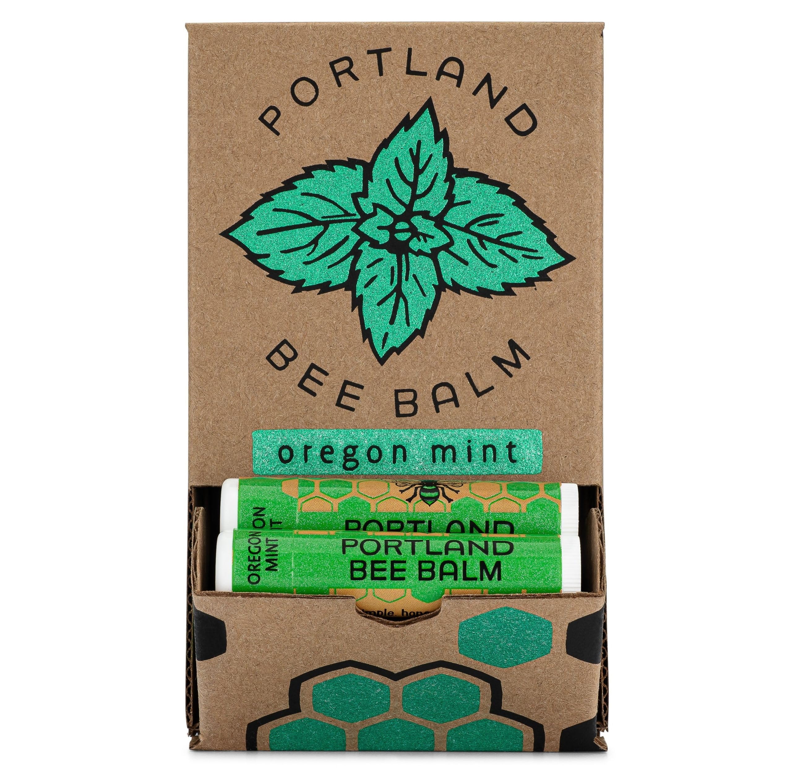 Portland Bee Balm All Natural Handmade Beeswax Based Lip Balm – Oregon Mint 24 Count