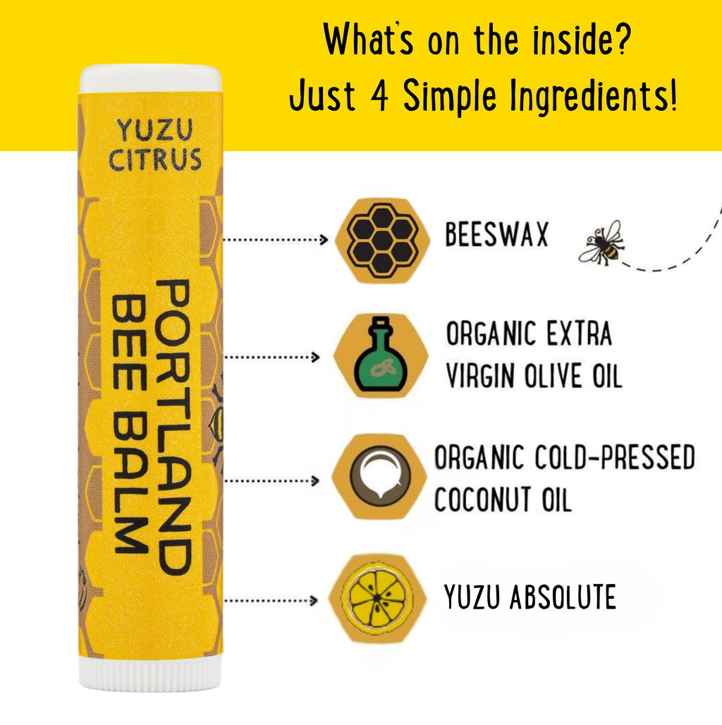 Portland Bee Balm Yuzu Citrus Lip Balm – All-Natural Handmade Beeswax Lip Balm (3 Count)