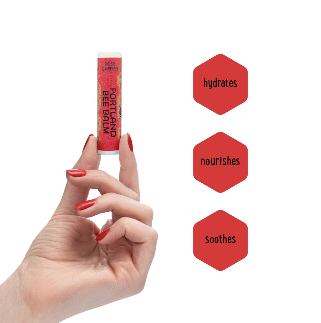 Portland Bee Balm Rose Garden Lip Balm – All-Natural, Handmade Beeswax (9 Count)