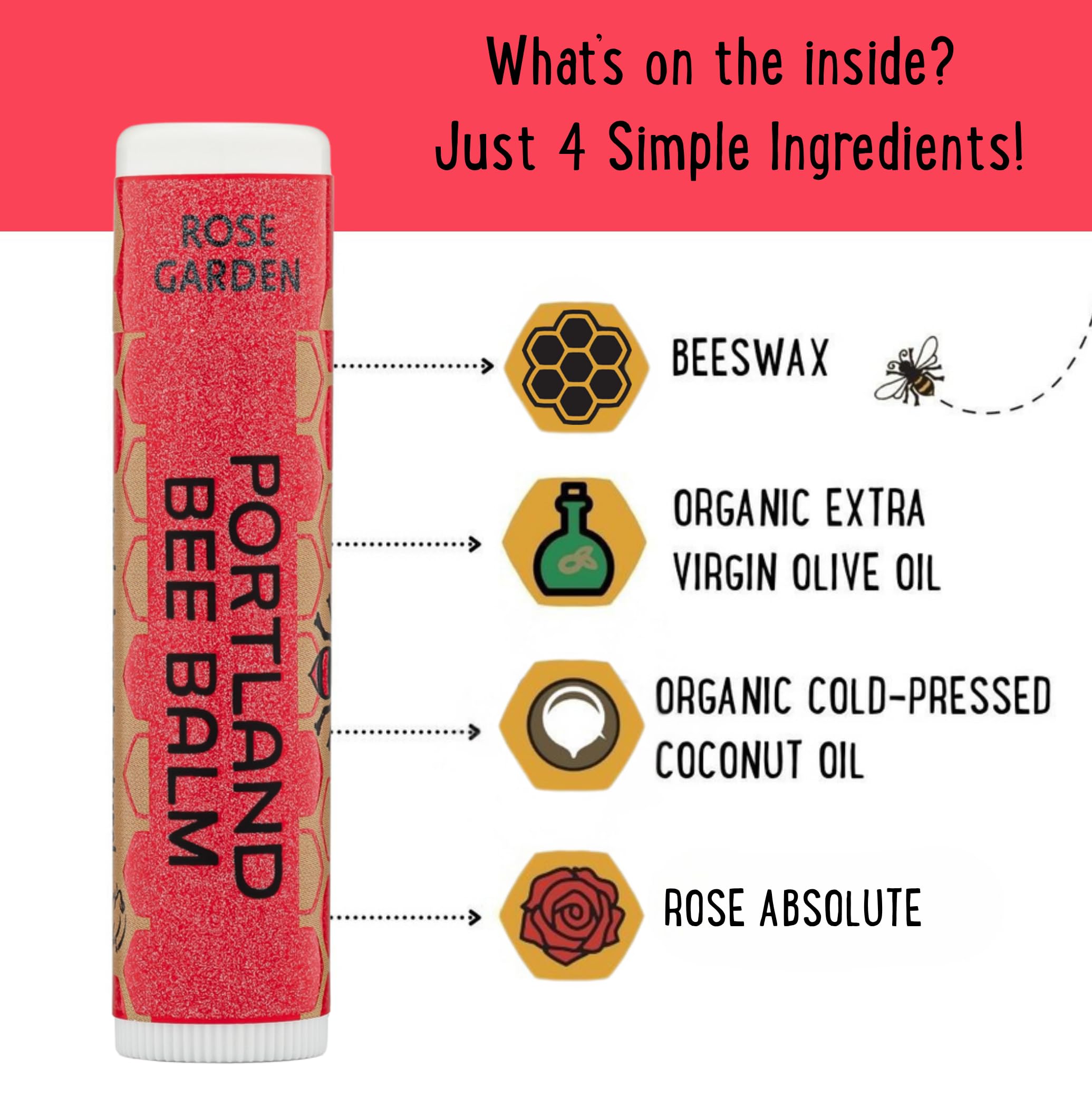 Portland Bee Balm Rose Garden Lip Balm – All-Natural, Handmade Beeswax (9 Count)