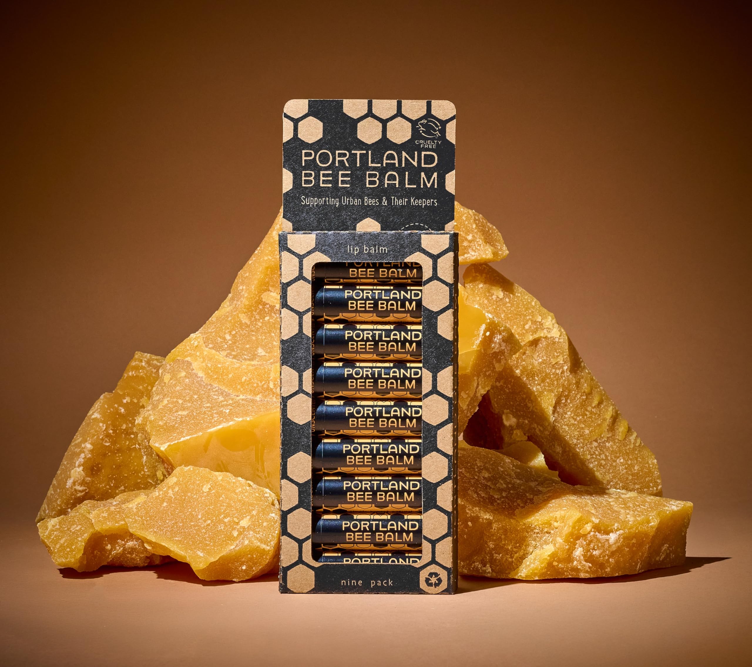 Portland Bee Balm – All Natural Handmade Beeswax Lip Balm, Unscented, 9 Count