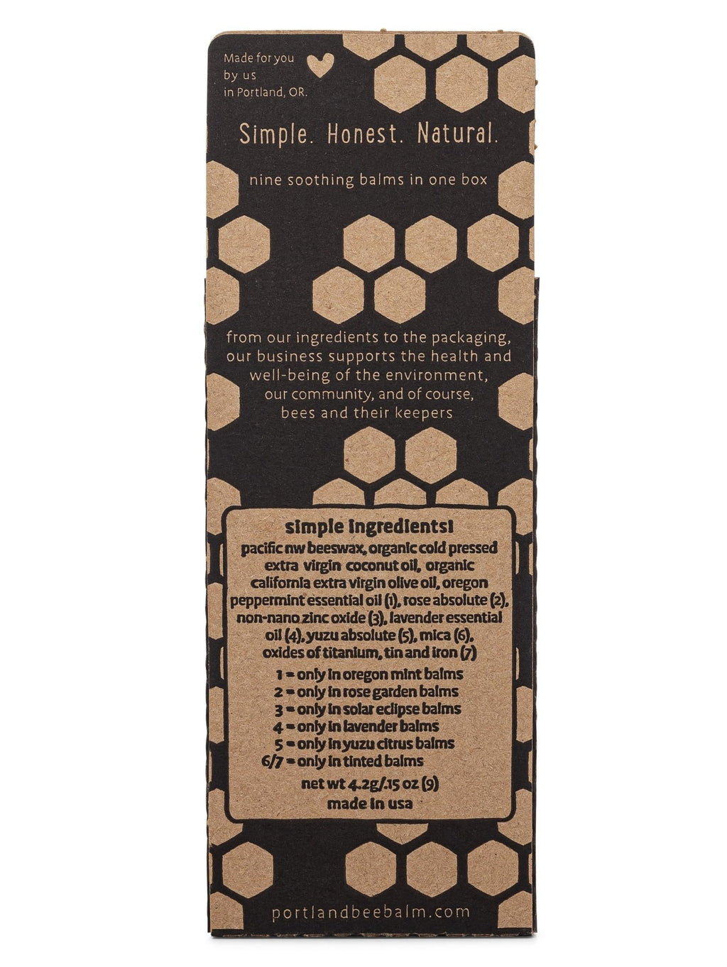 Portland Bee Balm All Natural Lip Balm Set – Unscented, Yuzu & Lavender (9 Count)
