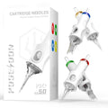 POSEIDON Professional Tattoo Cartridges 50-Pack – Assorted Sizes, 0.35" Universal Fit (3RL/5RL/7RL/9RL, 5RS/9RS, 9RM/11RM/15RM, 7M1)
