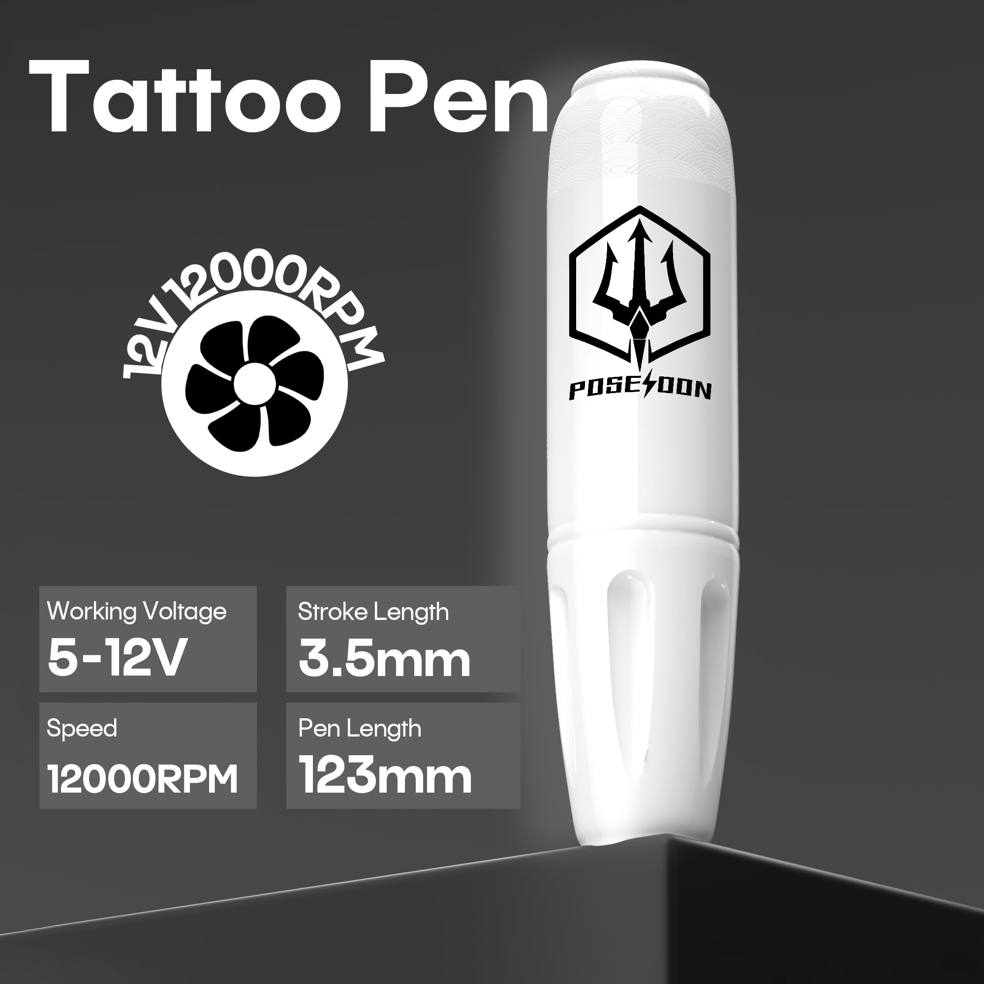 POSEIDON Wireless Rotary Tattoo Machine Kit – 20 Cartridges, Ink Set & Dual Battery Pack | Beginner Friendly