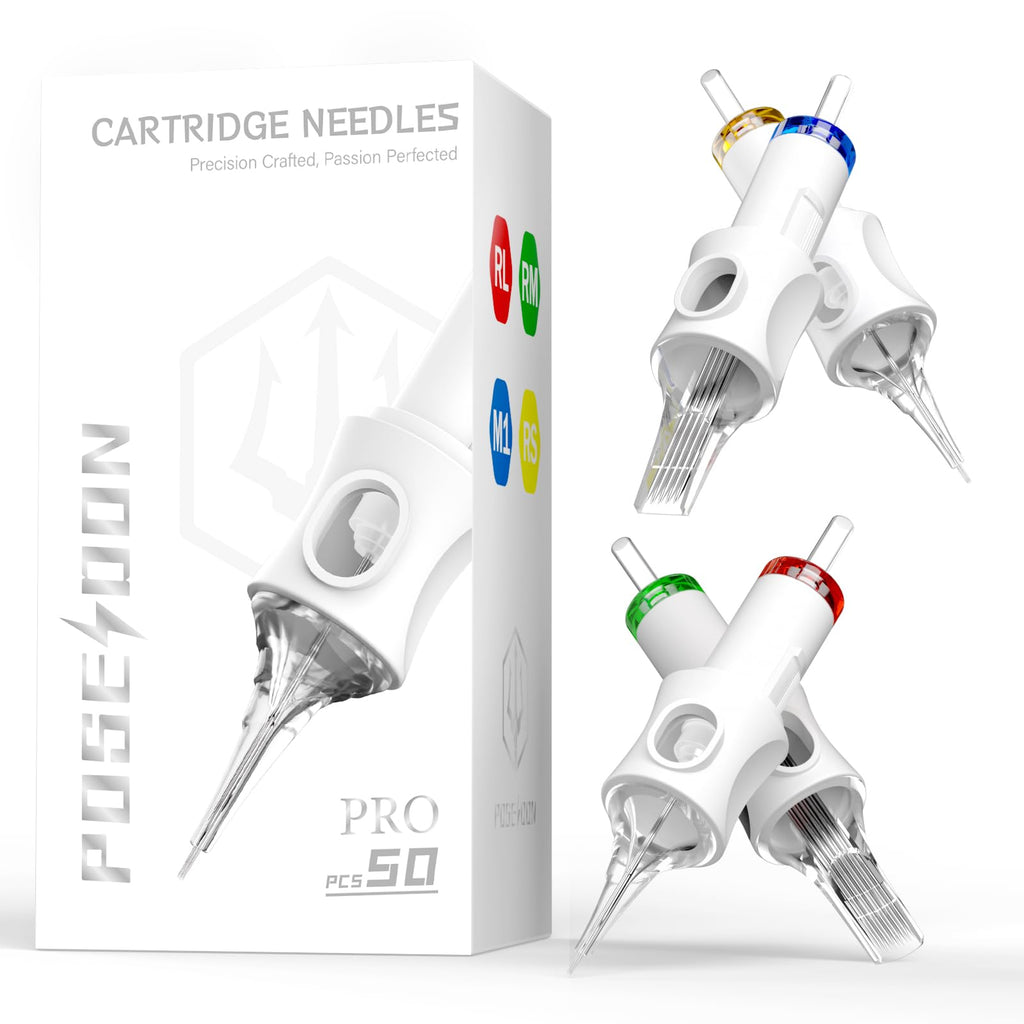 POSEIDON 50-Pack Tattoo Cartridge Needles – Universal Fit, #10 Round Liner (1003RL–1011RL)