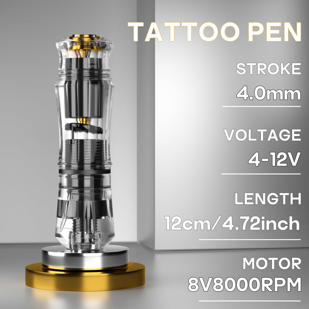 POSEIDON Tattoo Pen Set – Cordless Kit with Dual 1500mAh Batteries & 20 Cartridges