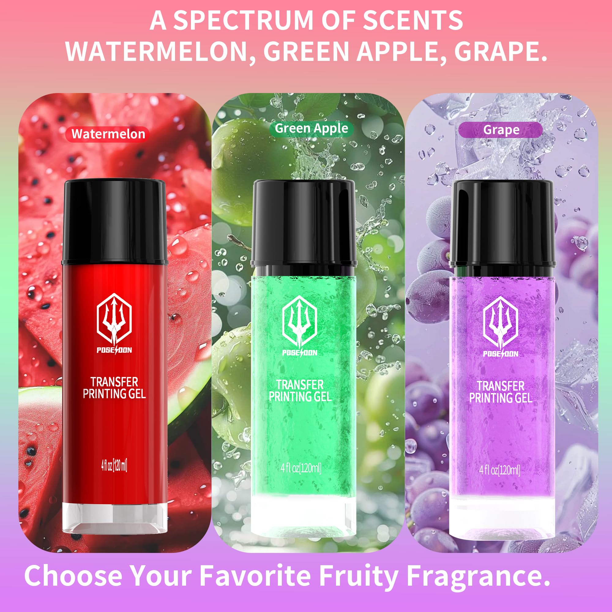 POSEIDON Tattoo Stencil Transfer Gel 4 oz — Crystal-Clear, Long-Lasting, Watermelon Scent