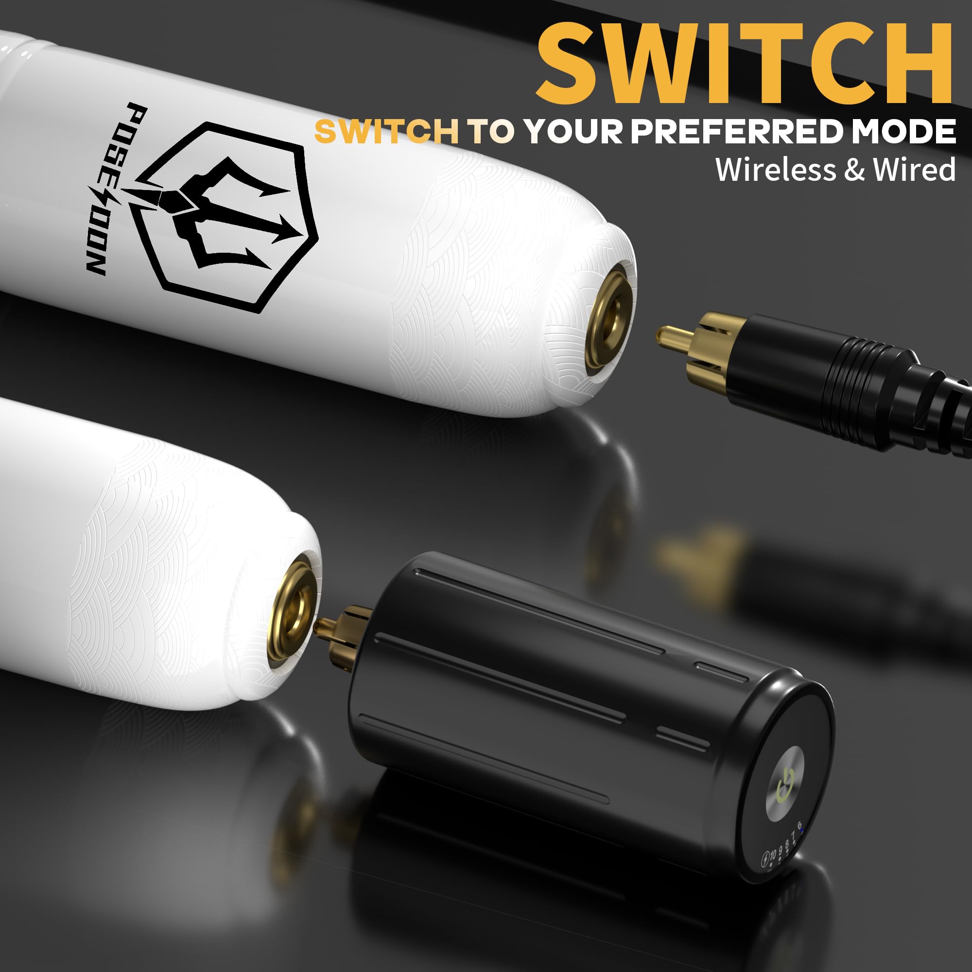 POSEIDON Wireless Rotary Tattoo Machine Kit – 20 Cartridges, Ink Set & Dual Battery Pack | Beginner Friendly