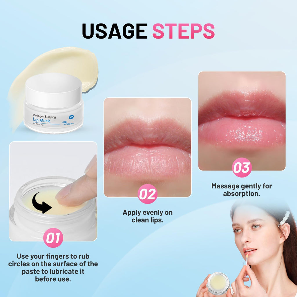 POSWIN Lip Sleeping Mask — Moisture & Collagen Overnight Lip Treatment 15g