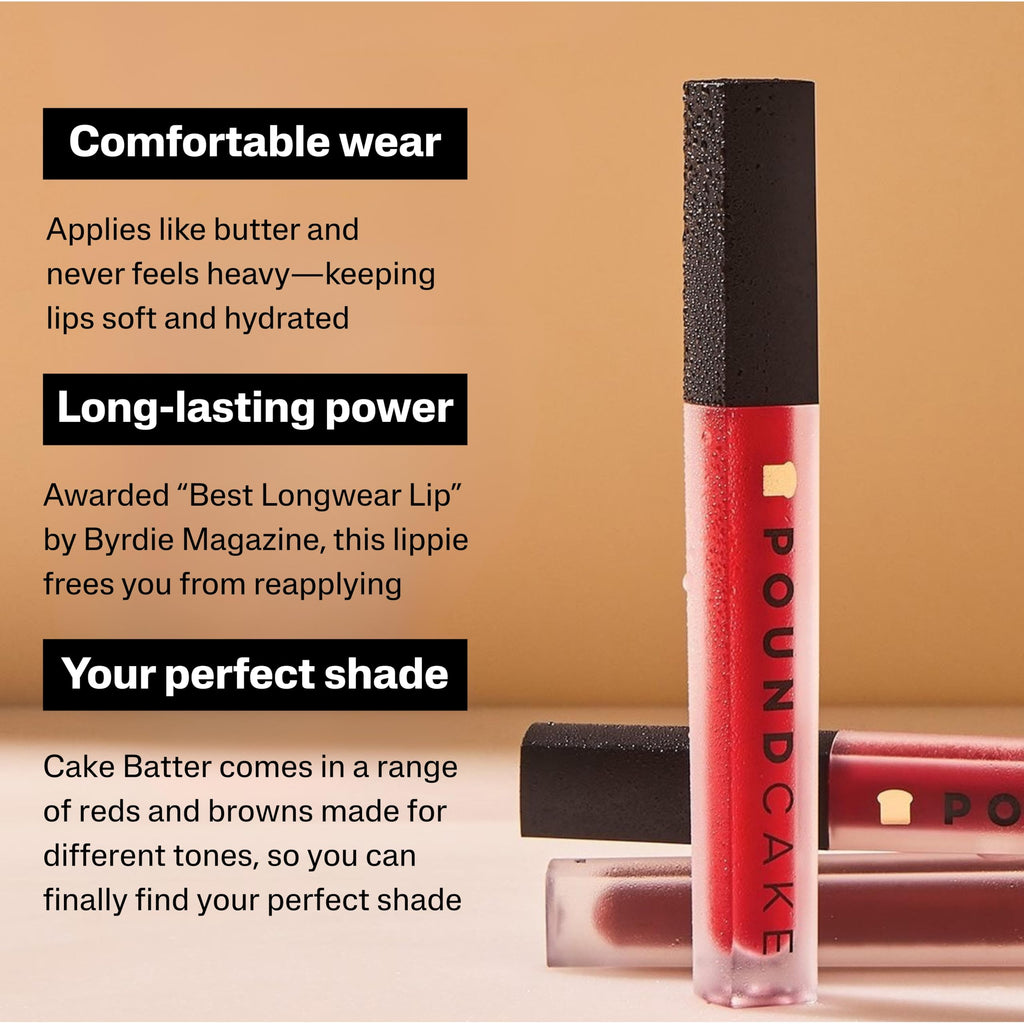 Pound Cake Cake Batter Liquid Lipstick – Long-Lasting Semi-Matte Lip Color with Avocado Oil (Brown Sugar)
