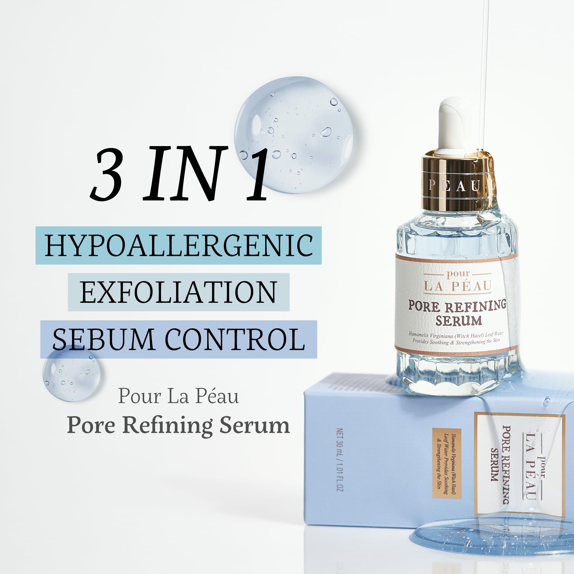 Pour La Peau Pore Refining Serum | Pore Minimizing Hydrating Face Serum (1.01 oz)