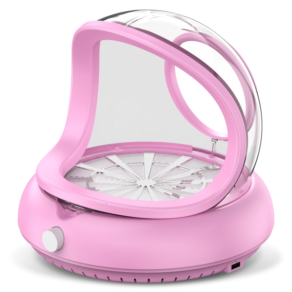 PowCube Nail Dust Collector with Transparent Airflow Shield – 5000RPM Ultra Quiet Vacuum (Pink)