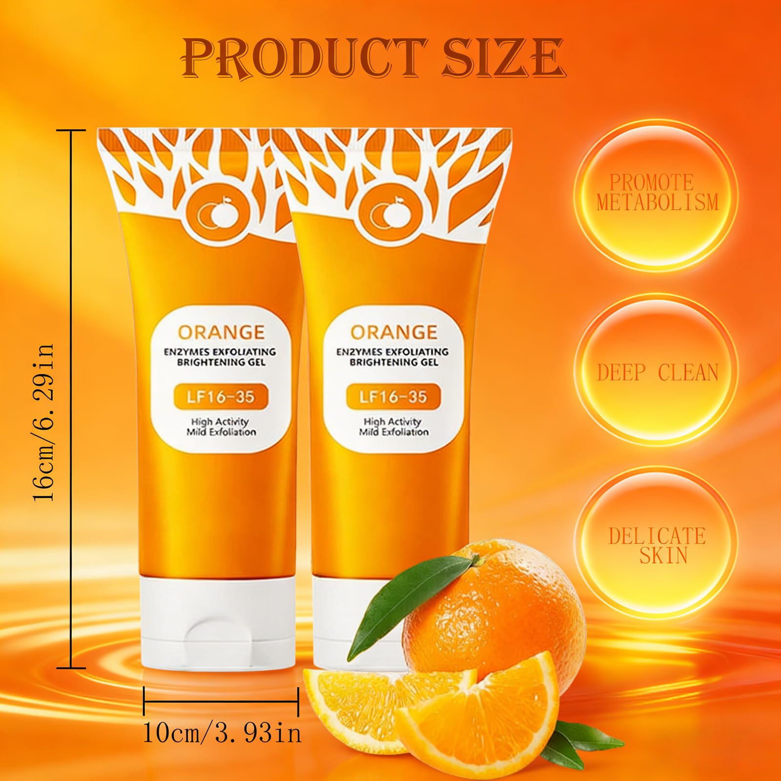 POYICGS Orange Exfoliating Gel – Deep Clean Pores, Remove Blackheads & Moisturize Skin